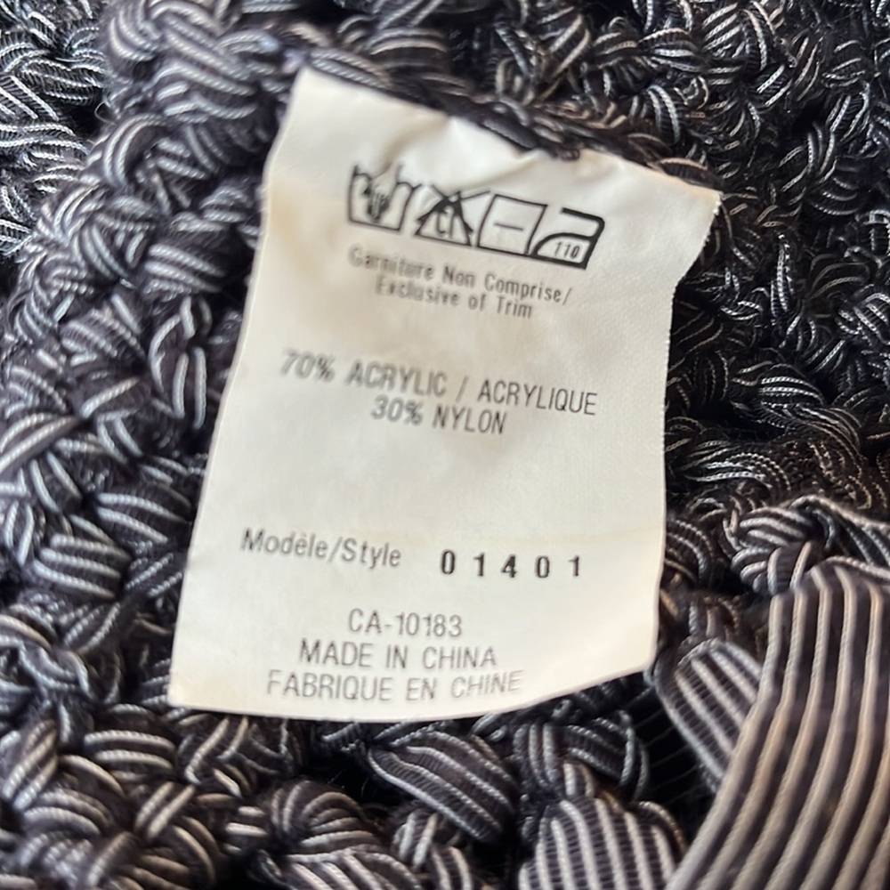 Cartise Black & White stripe Crochet Unique Bohemian Open Cardigan Size Medium - Picture 7 of 15